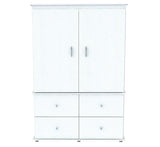 White Finish Wood Four Drawer Armoire Dresser
