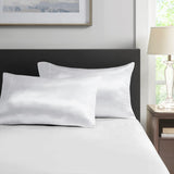 Satin Casual 100% Polyester Solid Satin Pillow Case White King: 20x40" (2)