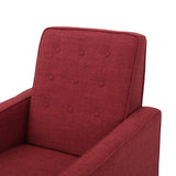 Mervynn Mid-Century Modern Button Tufted Fabric Recliner, Red and Dark Espresso Noble House