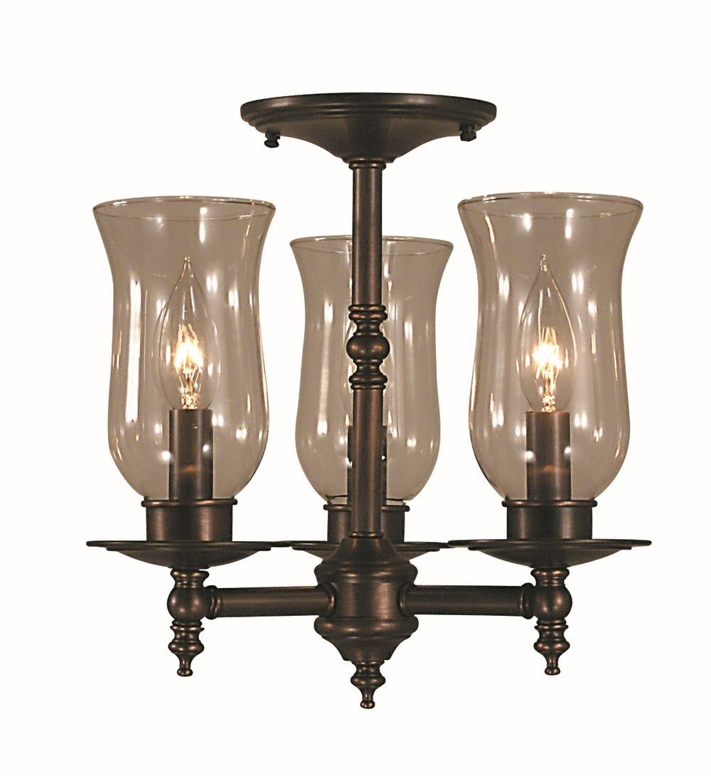 3-Light Siena Bronze Sheraton Flush / Semi-Flush Mount