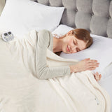 Serta Plush Heated Casual Blanket Ivory King ST54-0089