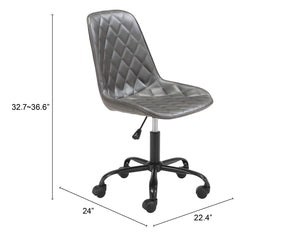 Zuo Modern Ceannaire 100% Polyurethane, Plywood, Steel Modern Commercial Grade Office Chair Gray, Black 100% Polyurethane, Plywood, Steel