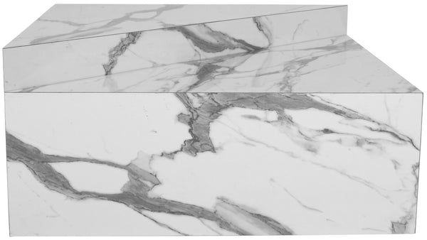 Aritzia Faux Marble / Engineered Wood Contemporary White Faux Marble Coffee Table - 36" W x 36" D x 16.5" H