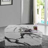 Aritzia Faux Marble / Engineered Wood Contemporary White Faux Marble Coffee Table - 36" W x 36" D x 16.5" H