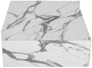 Aritzia Faux Marble / Engineered Wood Contemporary White Faux Marble Coffee Table - 36" W x 36" D x 16.5" H