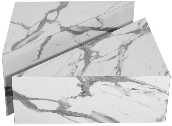 Aritzia Faux Marble / Engineered Wood Contemporary White Faux Marble Coffee Table - 36" W x 36" D x 16.5" H