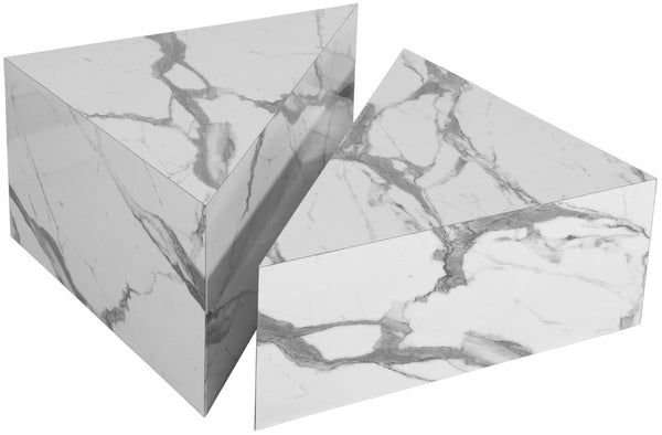 Aritzia Faux Marble / Engineered Wood Contemporary White Faux Marble Coffee Table - 36" W x 36" D x 16.5" H