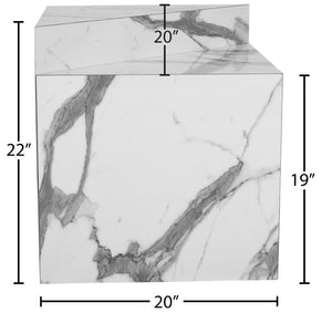 Aritzia Faux Marble / Engineered Wood Contemporary White Faux Marble End Table - 20" W x 20" D x 22" H