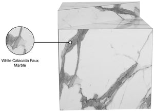 Aritzia Faux Marble / Engineered Wood Contemporary White Faux Marble End Table - 20" W x 20" D x 22" H