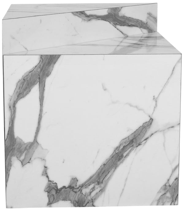 Aritzia Faux Marble / Engineered Wood Contemporary White Faux Marble End Table - 20" W x 20" D x 22" H