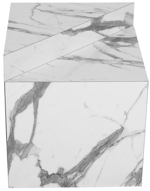 Aritzia Faux Marble / Engineered Wood Contemporary White Faux Marble End Table - 20" W x 20" D x 22" H