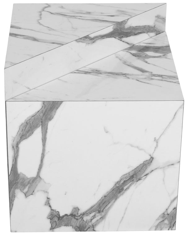 Aritzia Faux Marble / Engineered Wood Contemporary White Faux Marble End Table - 20" W x 20" D x 22" H