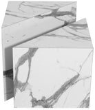 Aritzia Faux Marble / Engineered Wood Contemporary White Faux Marble End Table - 20" W x 20" D x 22" H