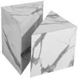 Aritzia Faux Marble / Engineered Wood Contemporary White Faux Marble End Table - 20" W x 20" D x 22" H