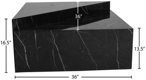 Aritzia Faux Marble / Engineered Wood Contemporary Black Faux Marble Coffee Table - 36" W x 36" D x 16.5" H