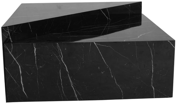Aritzia Faux Marble / Engineered Wood Contemporary Black Faux Marble Coffee Table - 36" W x 36" D x 16.5" H