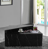 Aritzia Faux Marble / Engineered Wood Contemporary Black Faux Marble Coffee Table - 36" W x 36" D x 16.5" H