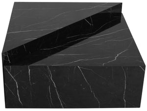 Aritzia Faux Marble / Engineered Wood Contemporary Black Faux Marble Coffee Table - 36" W x 36" D x 16.5" H