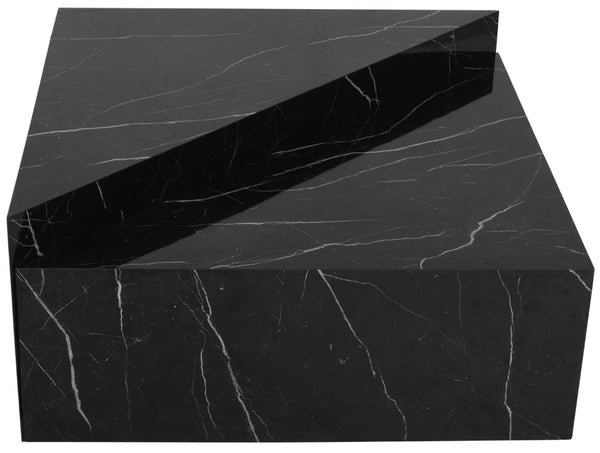 Aritzia Faux Marble / Engineered Wood Contemporary Black Faux Marble Coffee Table - 36" W x 36" D x 16.5" H