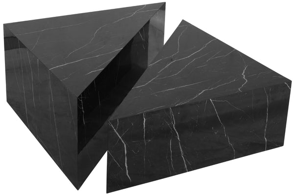 Aritzia Faux Marble / Engineered Wood Contemporary Black Faux Marble Coffee Table - 36" W x 36" D x 16.5" H