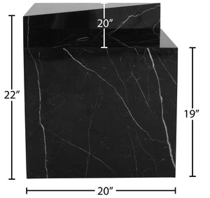 Aritzia Faux Marble / Engineered Wood Contemporary Black Faux Marble End Table - 20" W x 20" D x 22" H