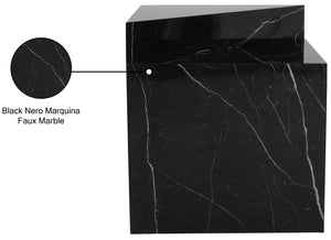 Aritzia Faux Marble / Engineered Wood Contemporary Black Faux Marble End Table - 20" W x 20" D x 22" H