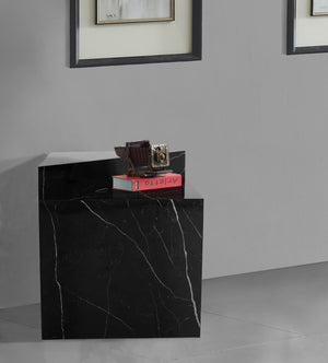 Aritzia Faux Marble / Engineered Wood Contemporary Black Faux Marble End Table - 20" W x 20" D x 22" H