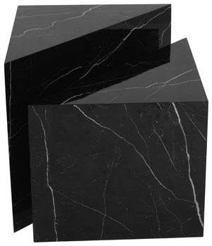 Aritzia Faux Marble / Engineered Wood Contemporary Black Faux Marble End Table - 20" W x 20" D x 22" H