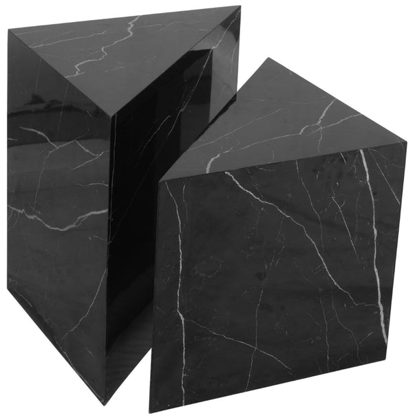 Aritzia Faux Marble / Engineered Wood Contemporary Black Faux Marble End Table - 20" W x 20" D x 22" H