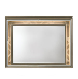 Skylar Glam/Contemporary Mirror with LED Wood Frame] Dark Champagne (Majestic Gold) 25324-ACME