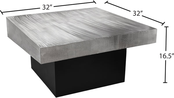 Palladium Iron Contemporary Silver Coffee Table - 32" W x 32" D x 16.5" H
