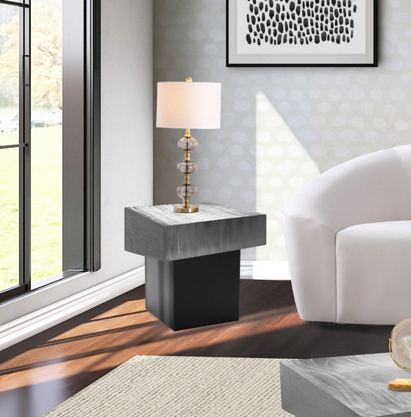 Palladium Iron Contemporary Silver End Table - 18" W x 18" D x 20" H