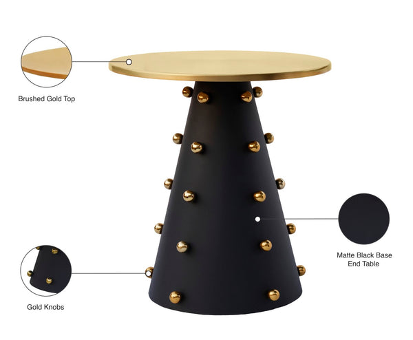 Raven Iron Contemporary Black / Gold End Table - 20" W x 20" D x 22" H