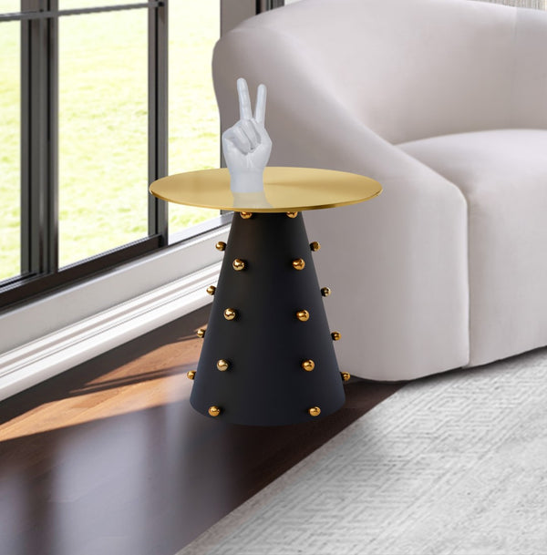Raven Iron Contemporary Black / Gold End Table - 20" W x 20" D x 22" H