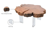 Woodland Acacia Wood / Acrylic Contemporary Natural Wood Coffee Table - 32" W x 34" D x 16.5" H