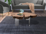 Woodland Acacia Wood / Acrylic Contemporary Natural Wood Coffee Table - 32" W x 34" D x 16.5" H