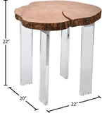 Woodland Acacia Wood / Acrylic Contemporary Natural Wood End Table - 20" W x 22" D x 22" H