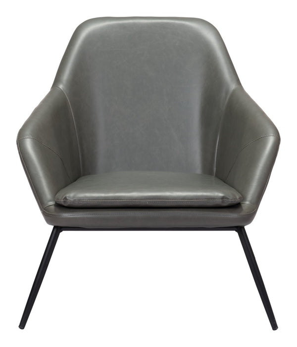 Zuo Modern Manuel 100% Polyurethane, Plywood, Steel Modern Commercial Grade Accent Chair Gray, Black 100% Polyurethane, Plywood, Steel