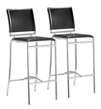English Elm EE2952 100% Polyurethane, Plywood, Steel Modern Commercial Grade Bar Chair Set - Set of 2 Black, Chrome 100% Polyurethane, Plywood, Steel