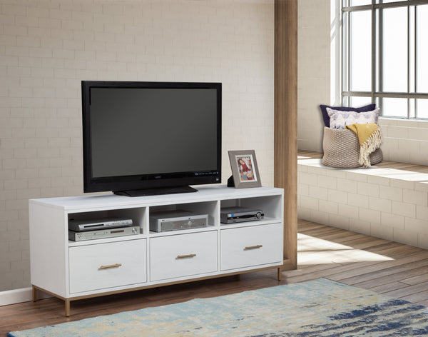 Alpine Furniture Madelyn TV Console 2010-10 White Mahogany Solids & Veneer 64 x 18 x 24