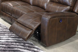 Linton Leather Sofa with Dual Recliner Brown