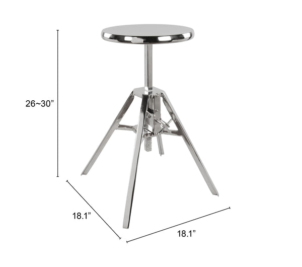 Zuo Modern Mercy Iron, MDF, Aluminum Modern Commercial Grade Stool Silver Iron, MDF, Aluminum