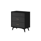 Flynn Mid Century Modern 3 Drawer Small Chest, Black