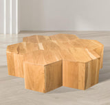 Eternal Oak Wood Contemporary Natural Coffee Table - 60" W x 63" D x 16.5" H