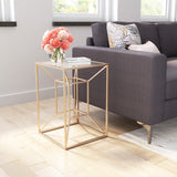 Zuo Modern Canyon Tempered Glass, Steel Glam Commercial Grade Side Table Gold, Clear Tempered Glass, Steel