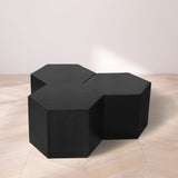 Eternal Oak Wood Contemporary Black Coffee Table - 42" W x 42" D x 16.5" H