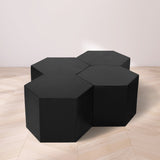 Eternal Oak Wood Contemporary Black Coffee Table - 52.5" W x 42" D x 16.5" H