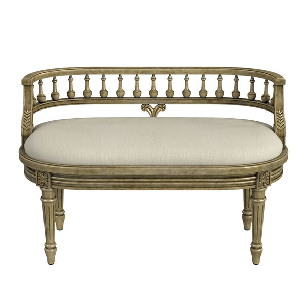 Butler Specialty Hathaway 37" Upholstered Bench XRT Antique Beige Rubberwood+poplar+cherry Veneer+fiberboard, Cotton fabric, Urethane Foam 2625424-BUTLER