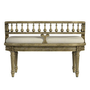 Butler Specialty Hathaway 37" Upholstered Bench XRT Antique Beige Rubberwood+poplar+cherry Veneer+fiberboard, Cotton fabric, Urethane Foam 2625424-BUTLER