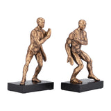 Sagebrook Home Contemporary Resin, Set of 2 -  10" Push Wall Bookends, Bronze 17451 Bronze/copper Polyresin